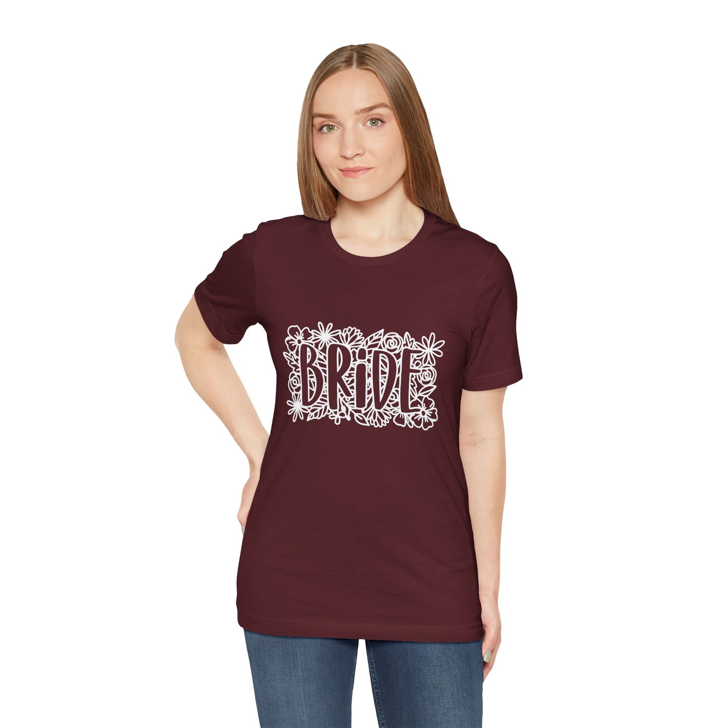 Floral Bride T-shirt, Bride Flowers Shirt, Wedding Shirt, Bride Tee, Bridal Shower Shirt, Gift Shirt for Bride, Bachelorette Party Shirt