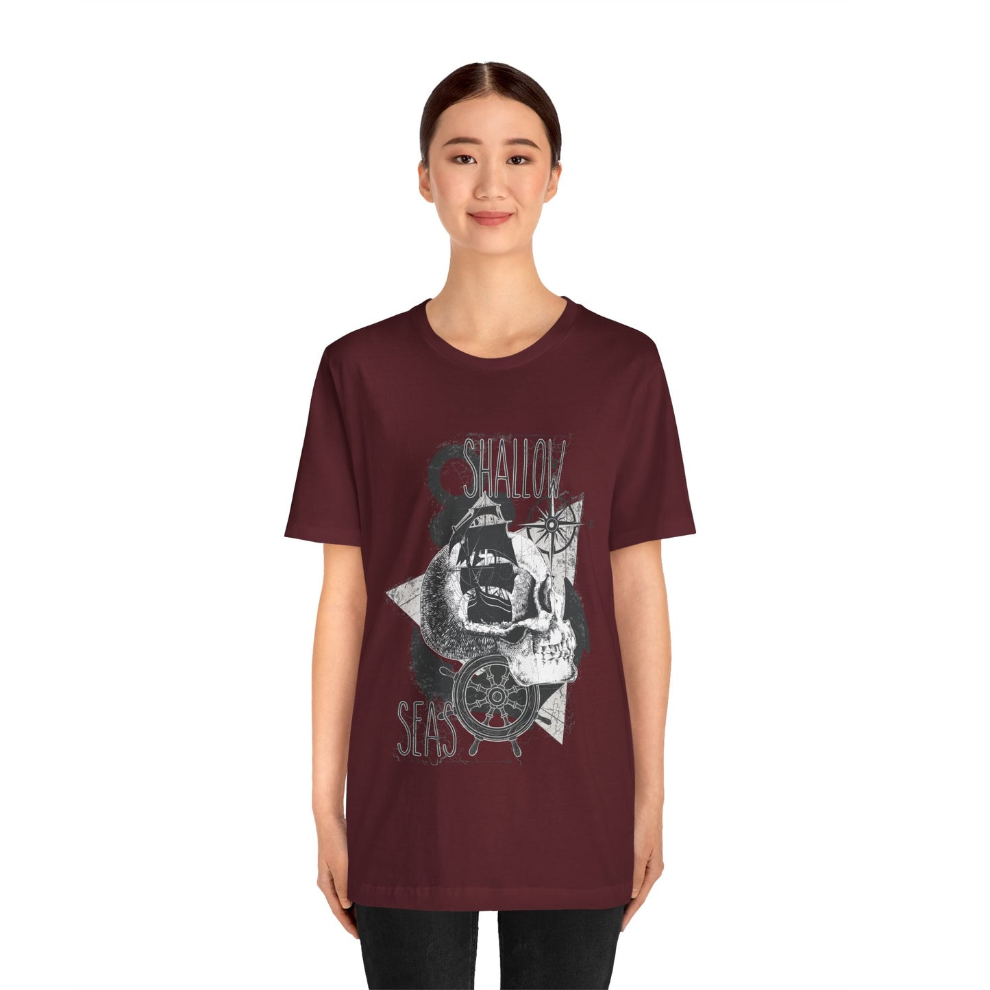 Shallow Seas T-shirt, Sea T-shirt, Nautical Shirt, Skull Shirt, T-shirt with Compass, Sea Shirt, Travel T-Shirt, Outdoors Shirt