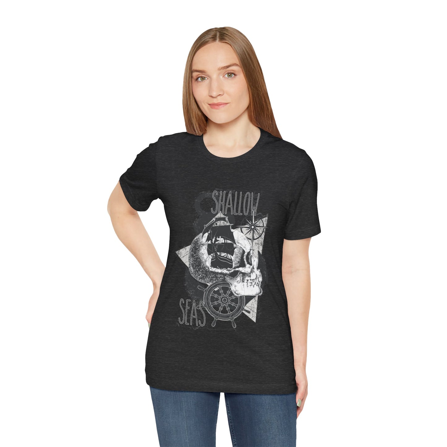 Shallow Seas T-shirt, Sea T-shirt, Nautical Shirt, Skull Shirt, T-shirt with Compass, Sea Shirt, Travel T-Shirt, Outdoors Shirt