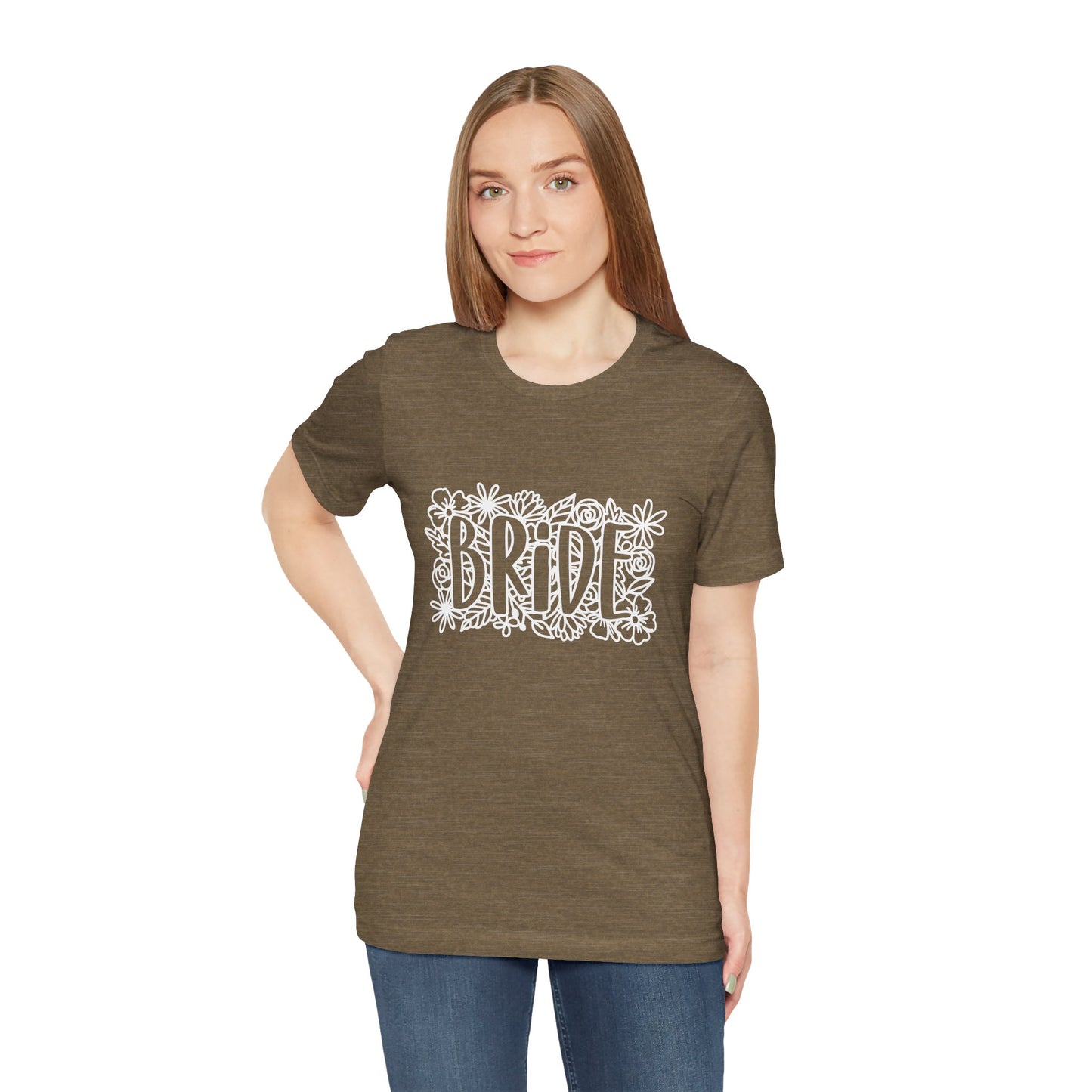 Floral Bride T-shirt, Bride Flowers Shirt, Wedding Shirt, Bride Tee, Bridal Shower Shirt, Gift Shirt for Bride, Bachelorette Party Shirt
