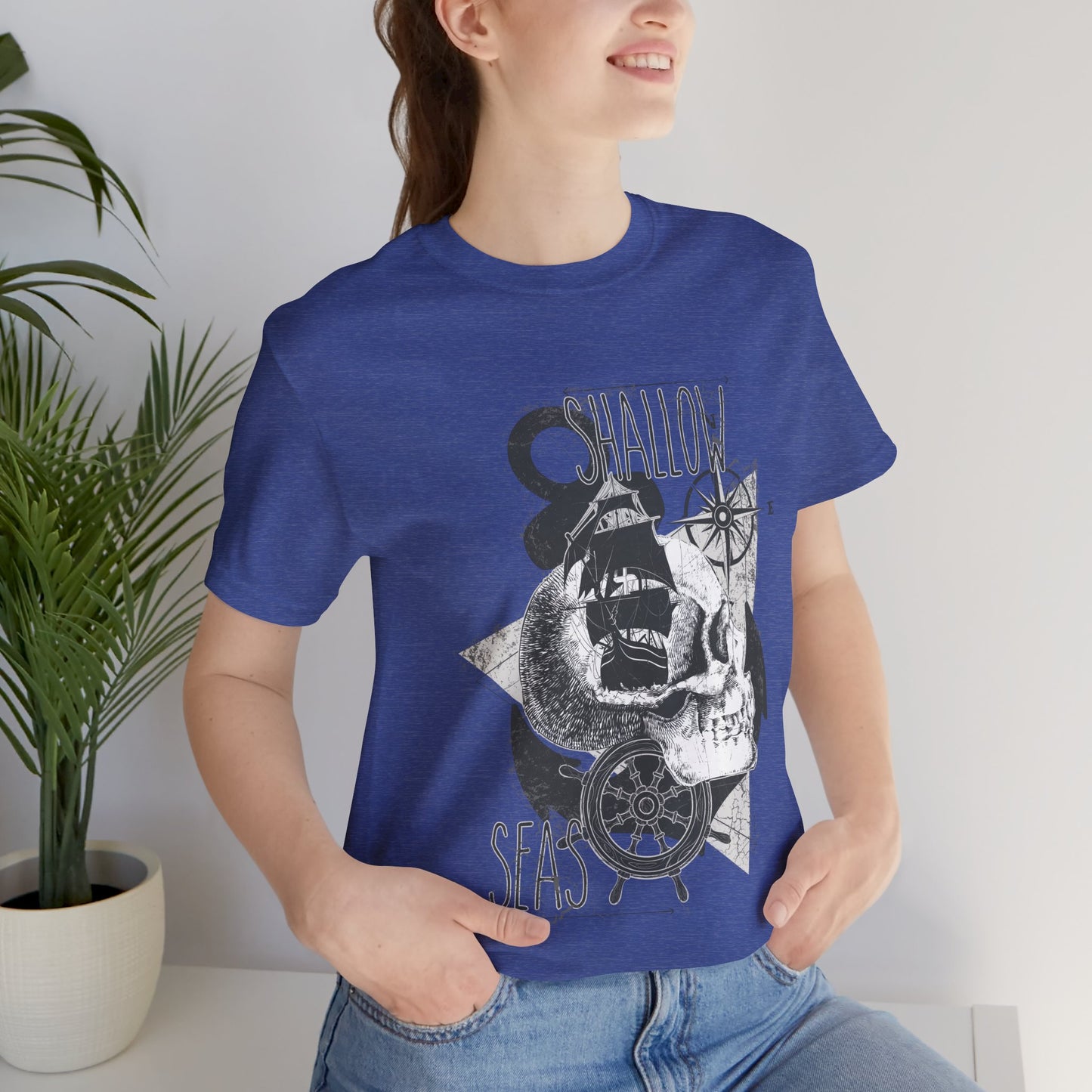 Shallow Seas T-shirt, Sea T-shirt, Nautical Shirt, Skull Shirt, T-shirt with Compass, Sea Shirt, Travel T-Shirt, Outdoors Shirt