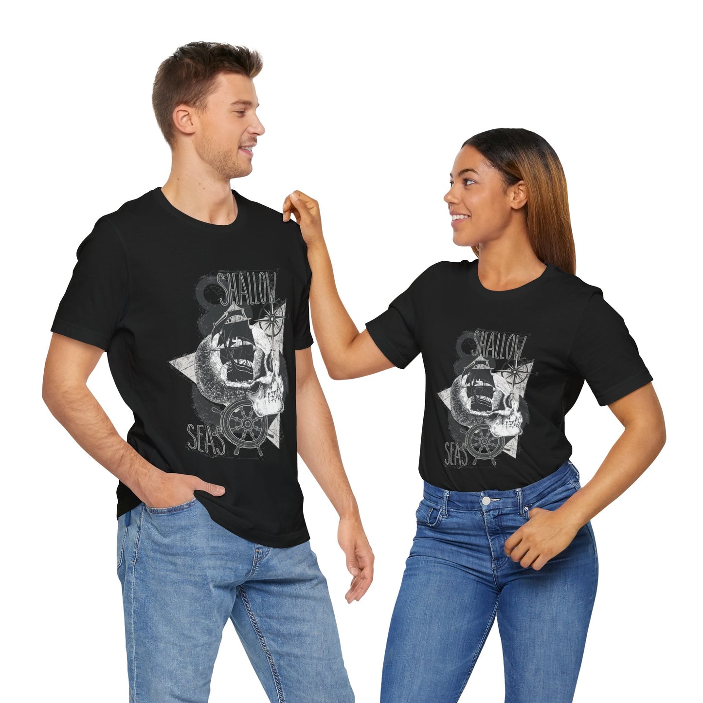 Shallow Seas T-shirt, Sea T-shirt, Nautical Shirt, Skull Shirt, T-shirt with Compass, Sea Shirt, Travel T-Shirt, Outdoors Shirt