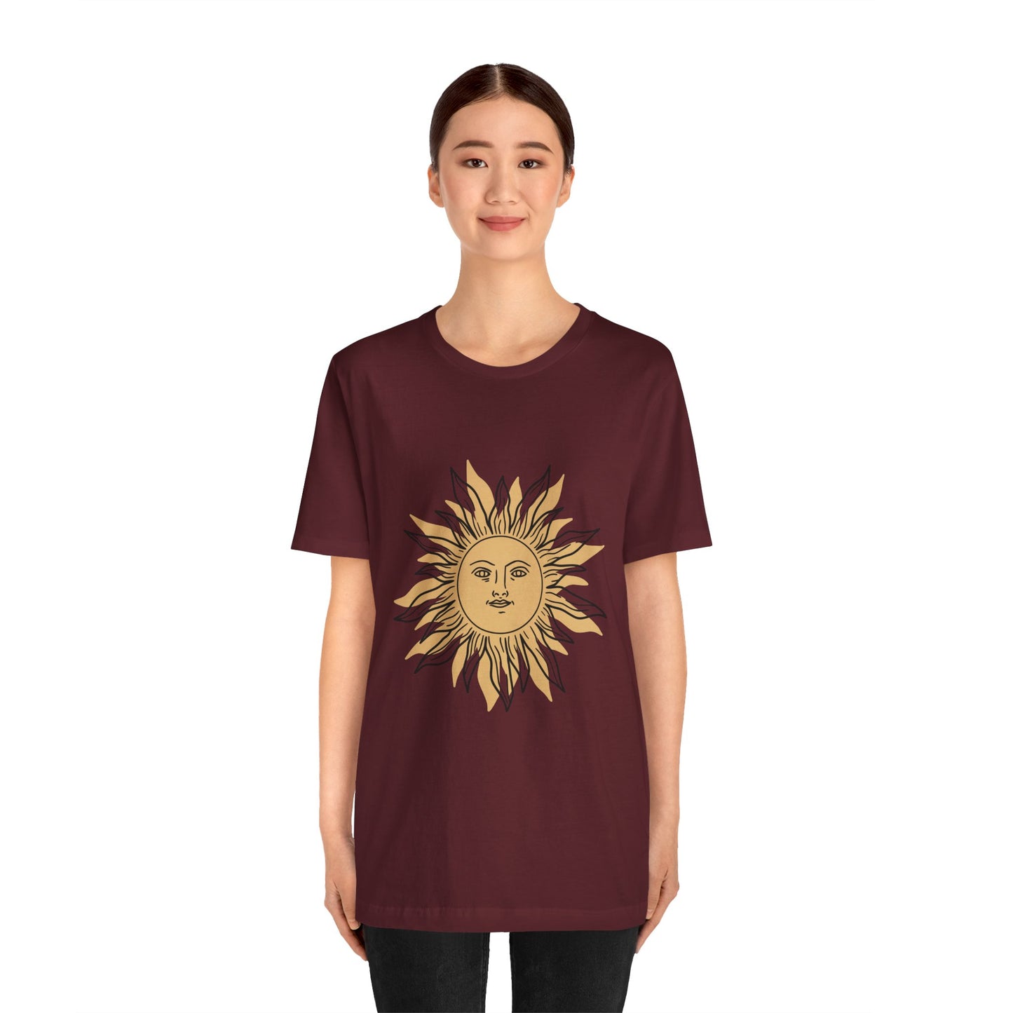 Sun Face T-shirt, Mystical Shirt, Boho T-shirt, Solar T-shirt, Moon and Stars T-Shirt, Bohemian T-shirt, Astrologic Shirt, Gift for Her