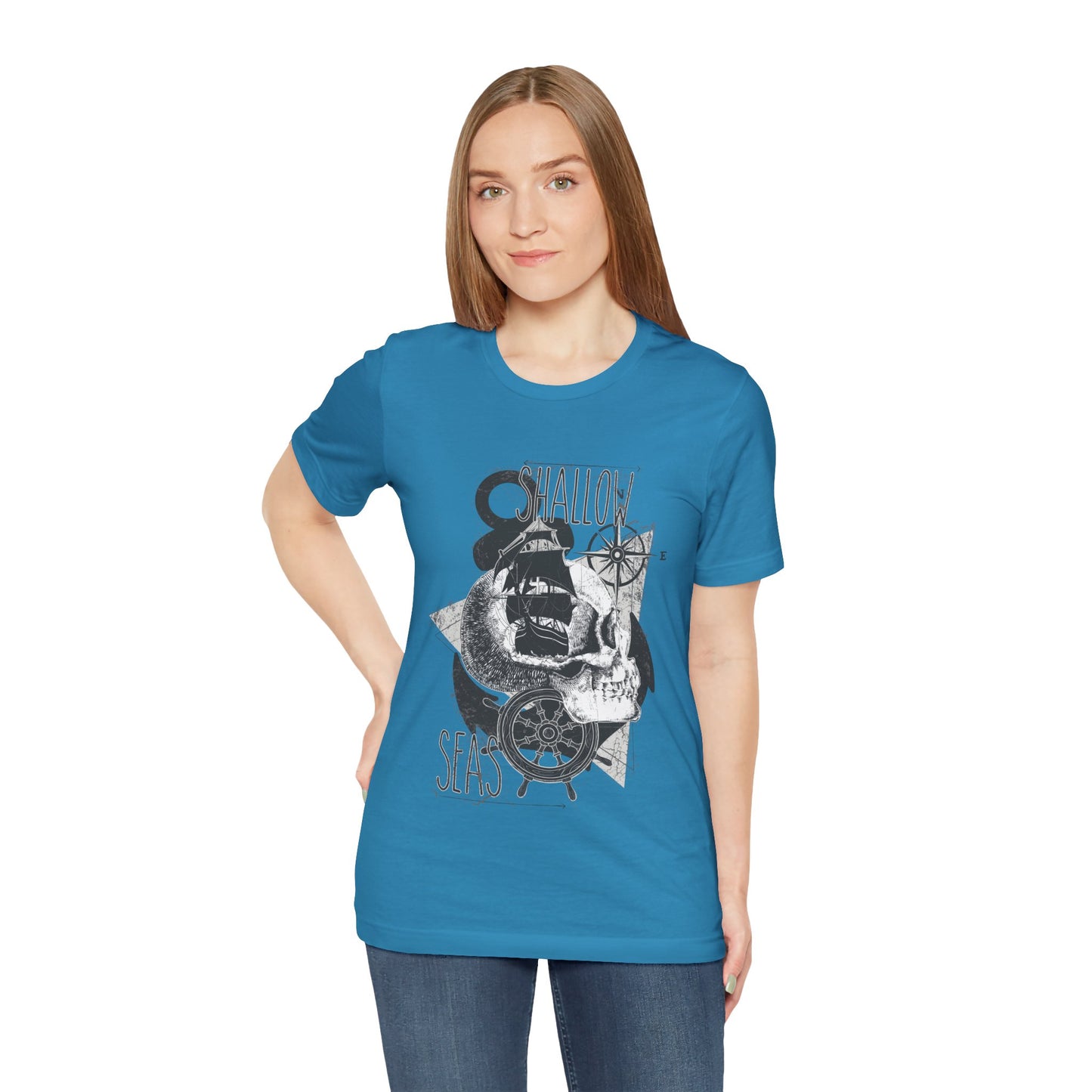 Shallow Seas T-shirt, Sea T-shirt, Nautical Shirt, Skull Shirt, T-shirt with Compass, Sea Shirt, Travel T-Shirt, Outdoors Shirt