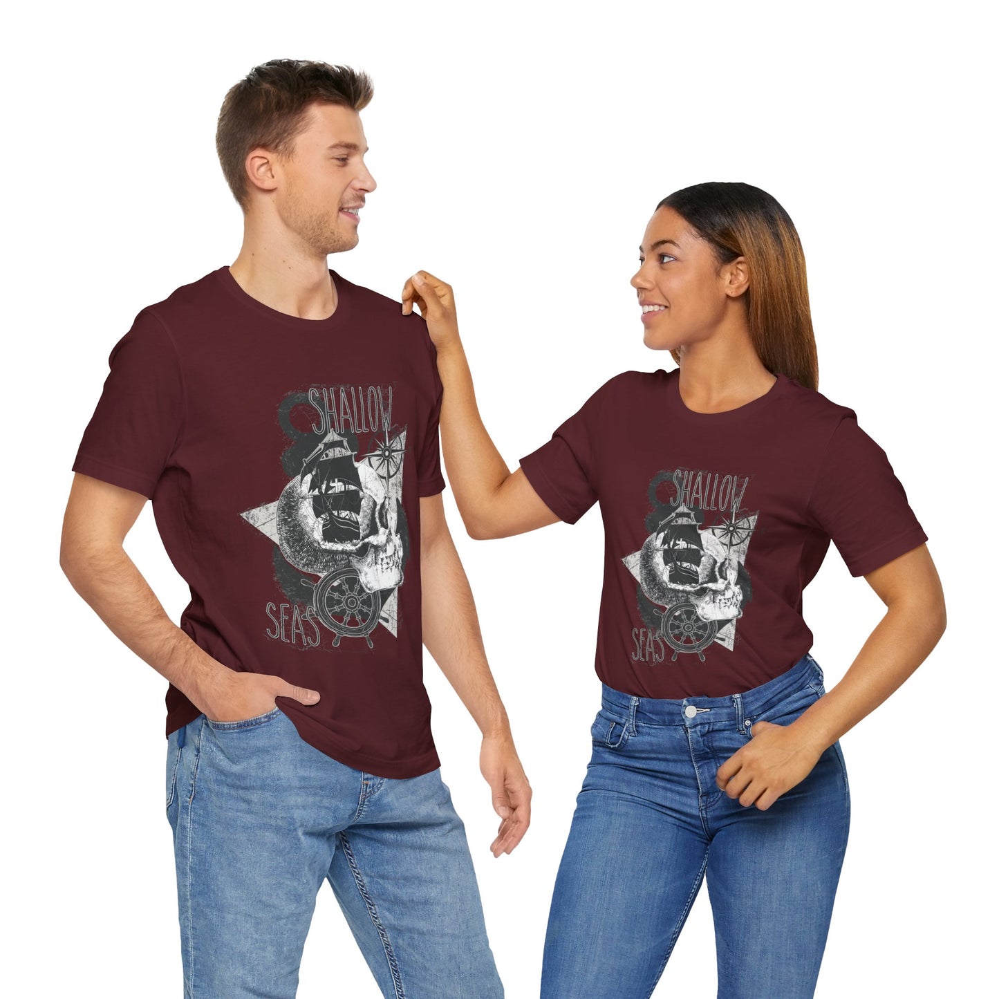 Shallow Seas T-shirt, Sea T-shirt, Nautical Shirt, Skull Shirt, T-shirt with Compass, Sea Shirt, Travel T-Shirt, Outdoors Shirt