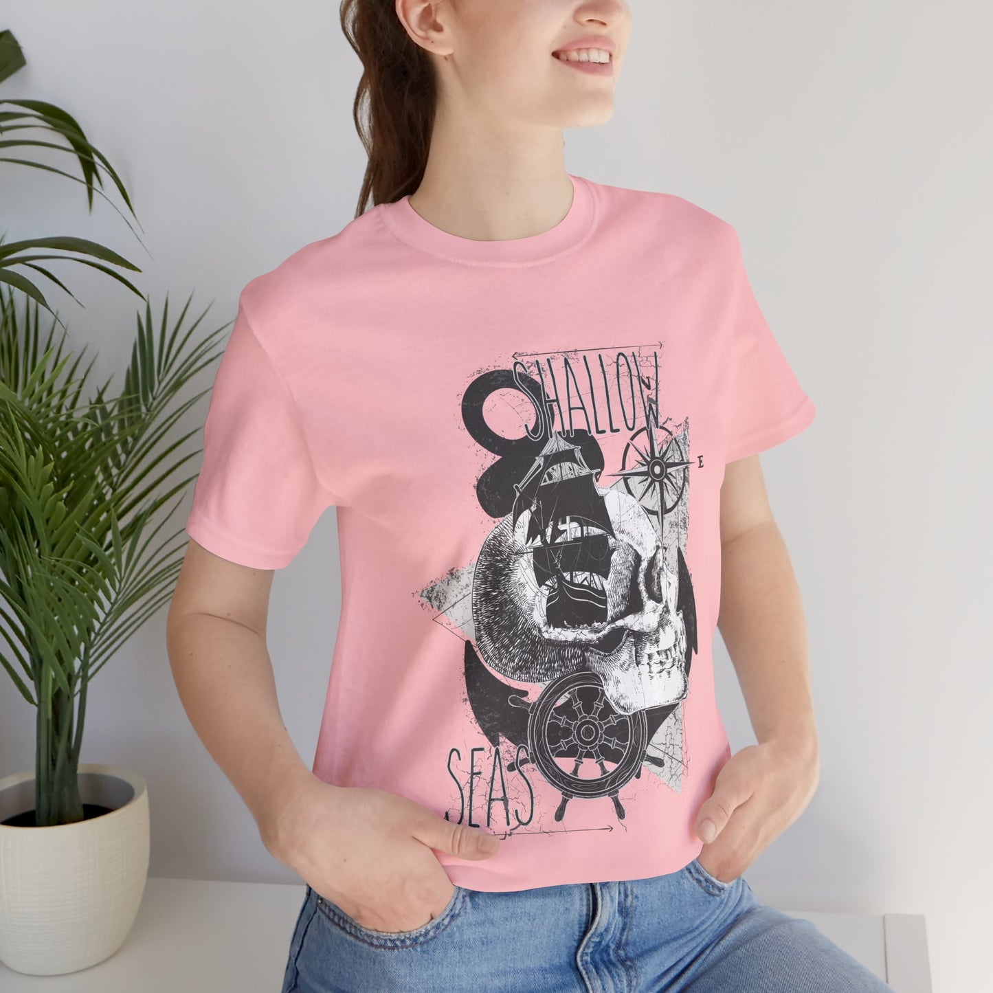 Shallow Seas T-shirt, Sea T-shirt, Nautical Shirt, Skull Shirt, T-shirt with Compass, Sea Shirt, Travel T-Shirt, Outdoors Shirt