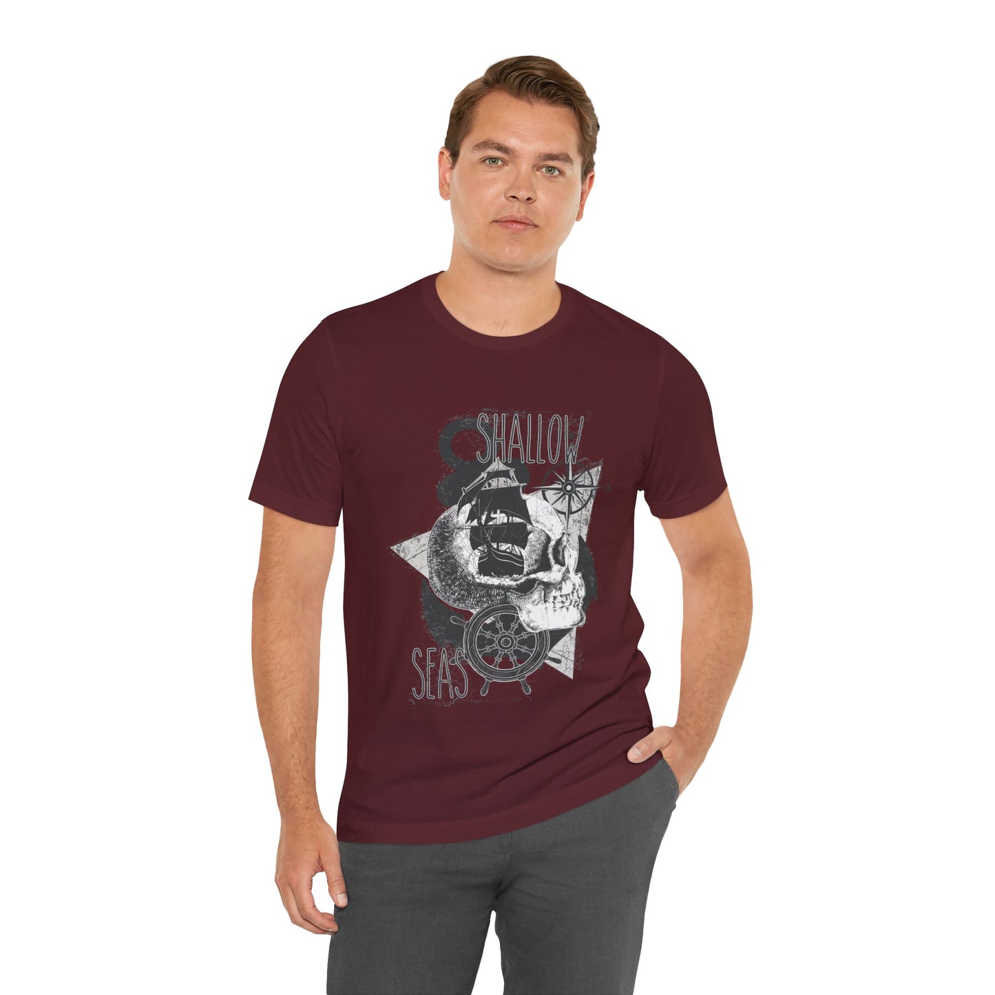 Shallow Seas T-shirt, Sea T-shirt, Nautical Shirt, Skull Shirt, T-shirt with Compass, Sea Shirt, Travel T-Shirt, Outdoors Shirt