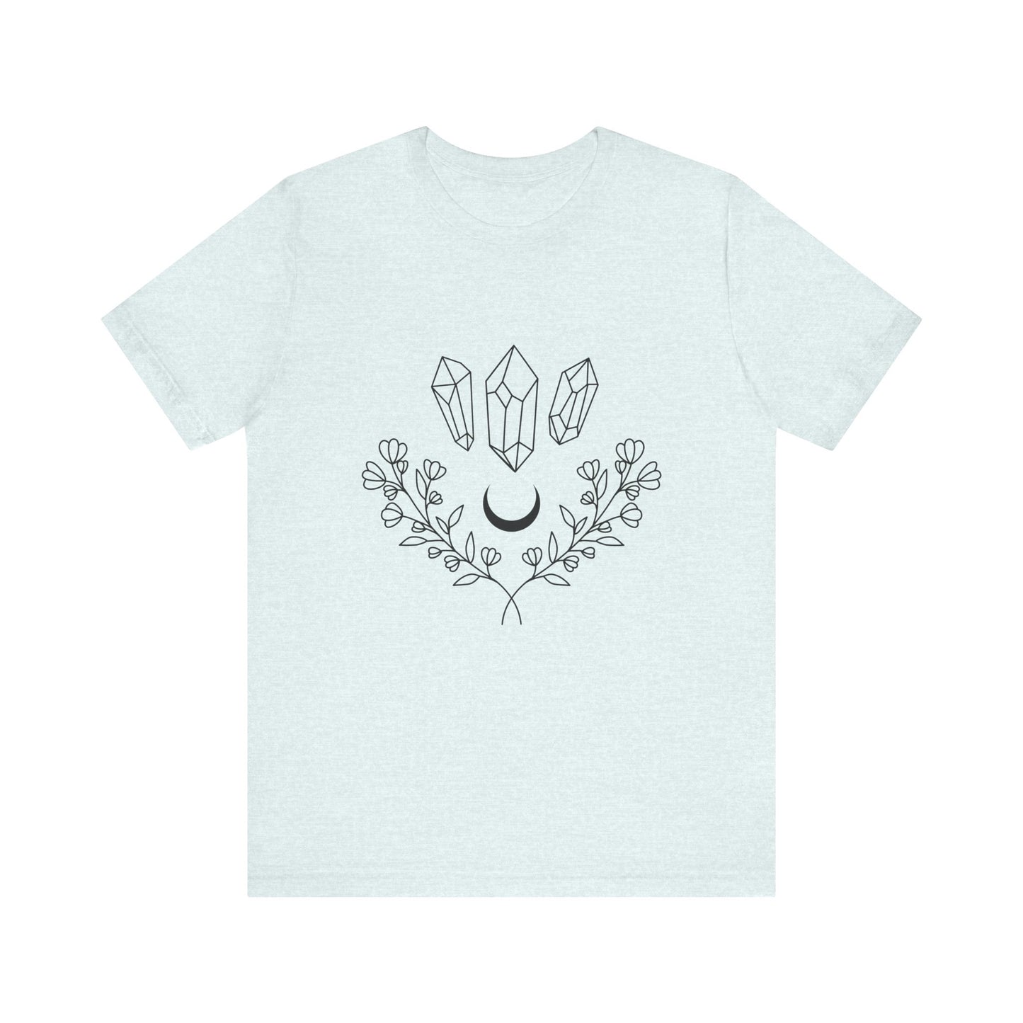 Crystal Floral T-shirt, Mystical Shirt, Boho T-shirt, Inspirational T-shirt, Bohemian T-shirt, Moon and Stars T-Shirt, Gift for Her