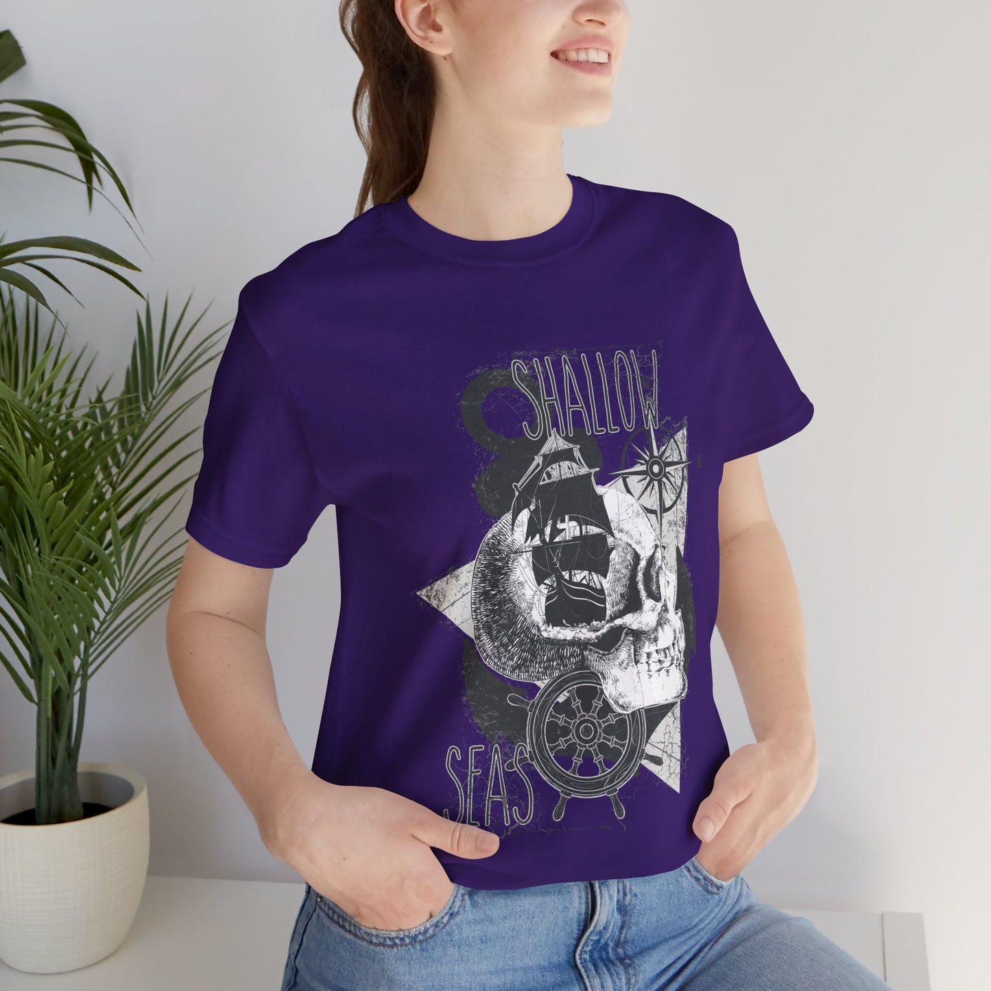 Shallow Seas T-shirt, Sea T-shirt, Nautical Shirt, Skull Shirt, T-shirt with Compass, Sea Shirt, Travel T-Shirt, Outdoors Shirt