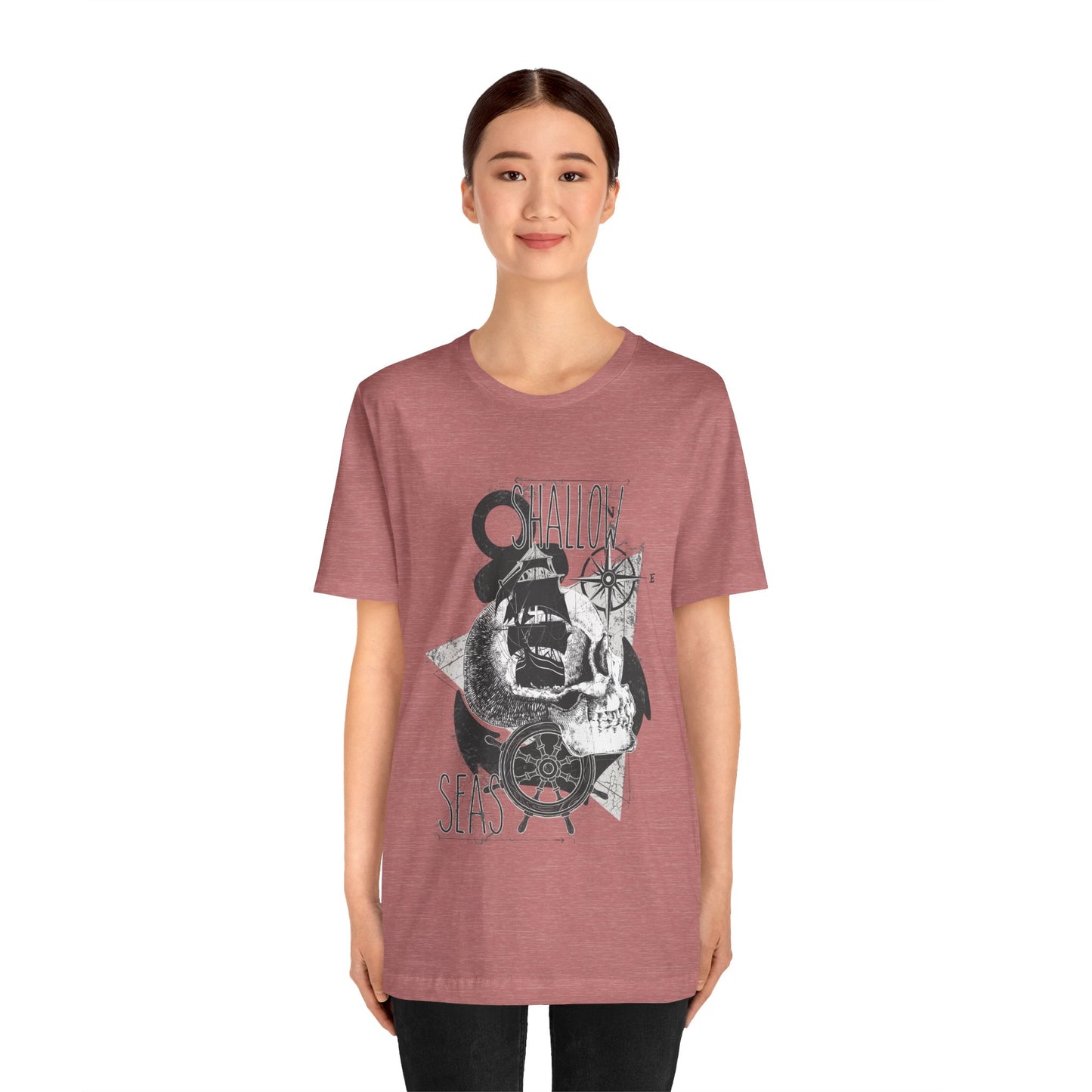 Shallow Seas T-shirt, Sea T-shirt, Nautical Shirt, Skull Shirt, T-shirt with Compass, Sea Shirt, Travel T-Shirt, Outdoors Shirt
