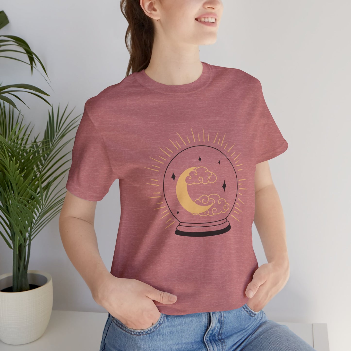 Celestial Crystal Ball T-shirt, Boho T-shirt, Inspirational T-shirt, Bohemian T-shirt, Moon and Stars T-Shirt, Gift Travel Shirt