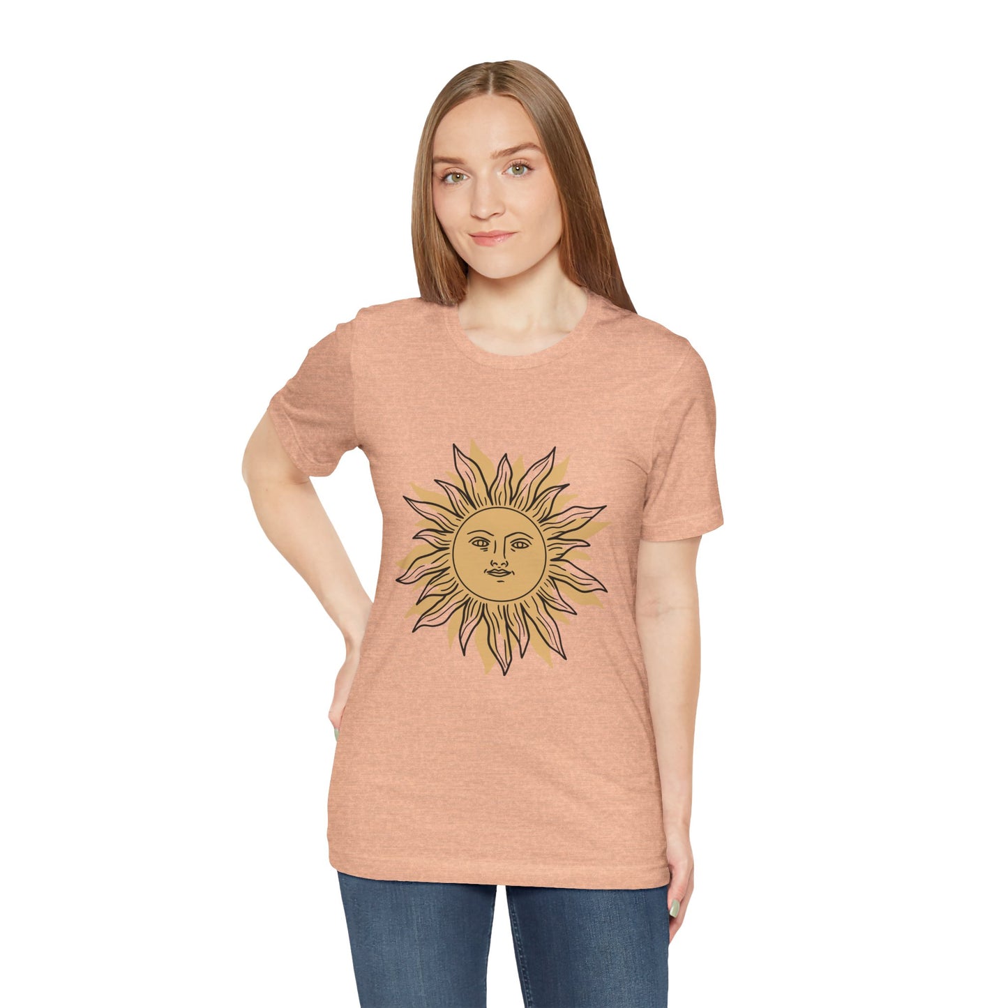 Sun Face T-shirt, Mystical Shirt, Boho T-shirt, Solar T-shirt, Moon and Stars T-Shirt, Bohemian T-shirt, Astrologic Shirt, Gift for Her