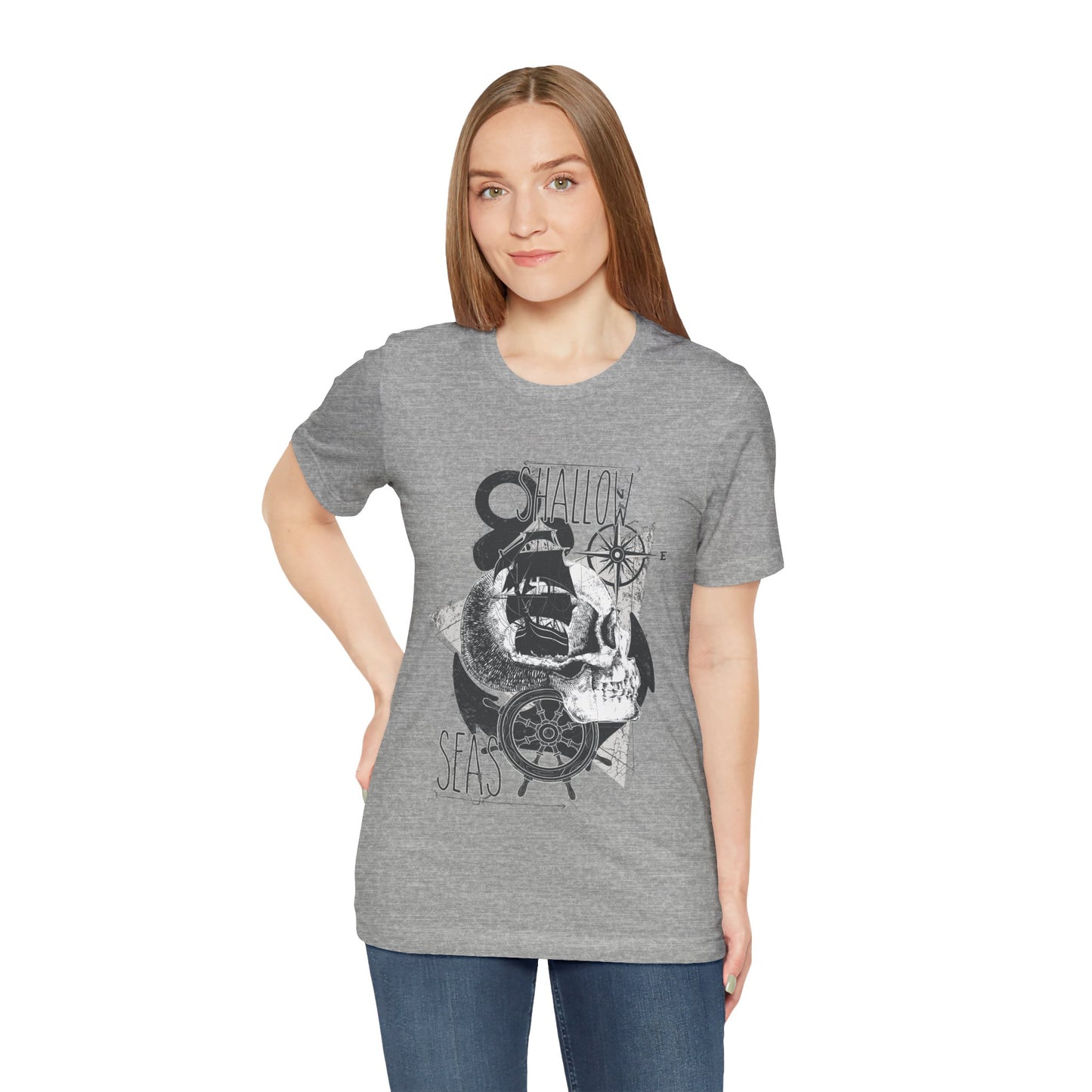 Shallow Seas T-shirt, Sea T-shirt, Nautical Shirt, Skull Shirt, T-shirt with Compass, Sea Shirt, Travel T-Shirt, Outdoors Shirt