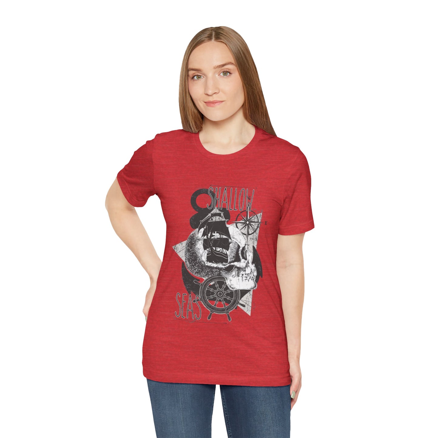 Shallow Seas T-shirt, Sea T-shirt, Nautical Shirt, Skull Shirt, T-shirt with Compass, Sea Shirt, Travel T-Shirt, Outdoors Shirt