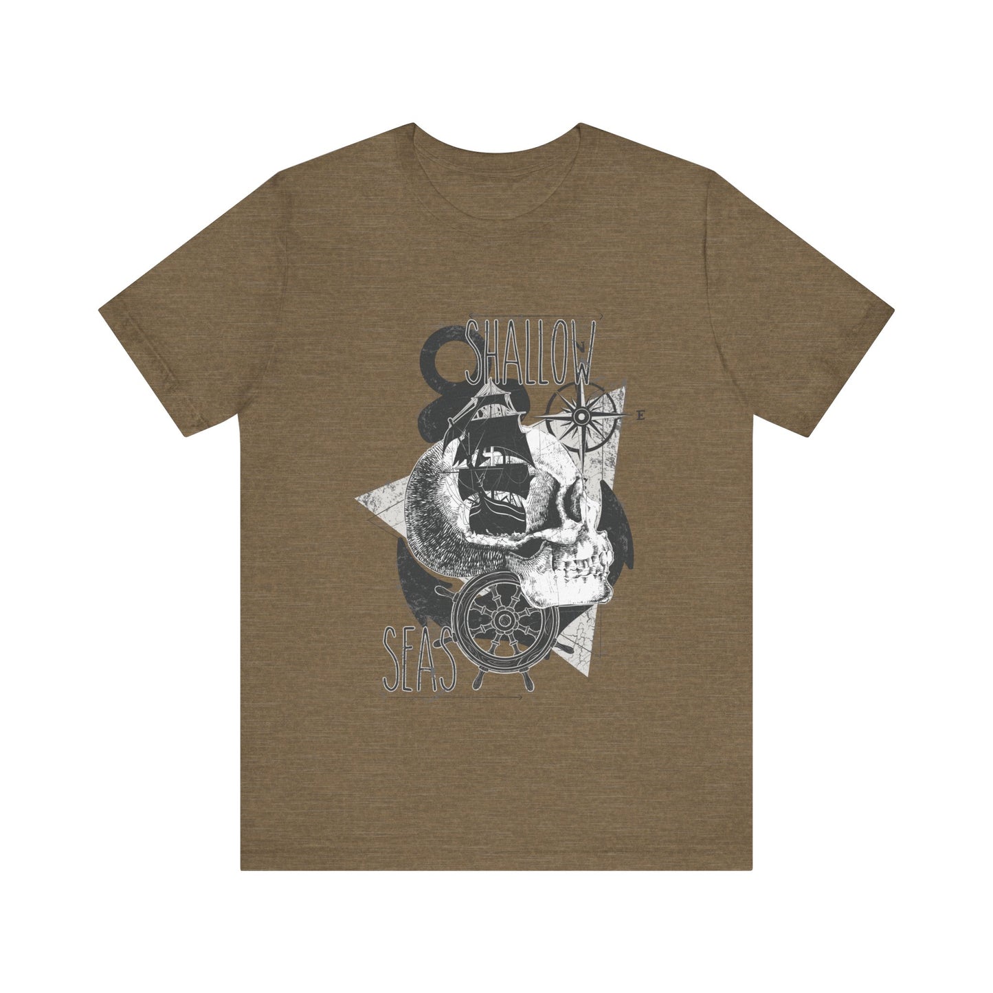 Shallow Seas T-shirt, Sea T-shirt, Nautical Shirt, Skull Shirt, T-shirt with Compass, Sea Shirt, Travel T-Shirt, Outdoors Shirt