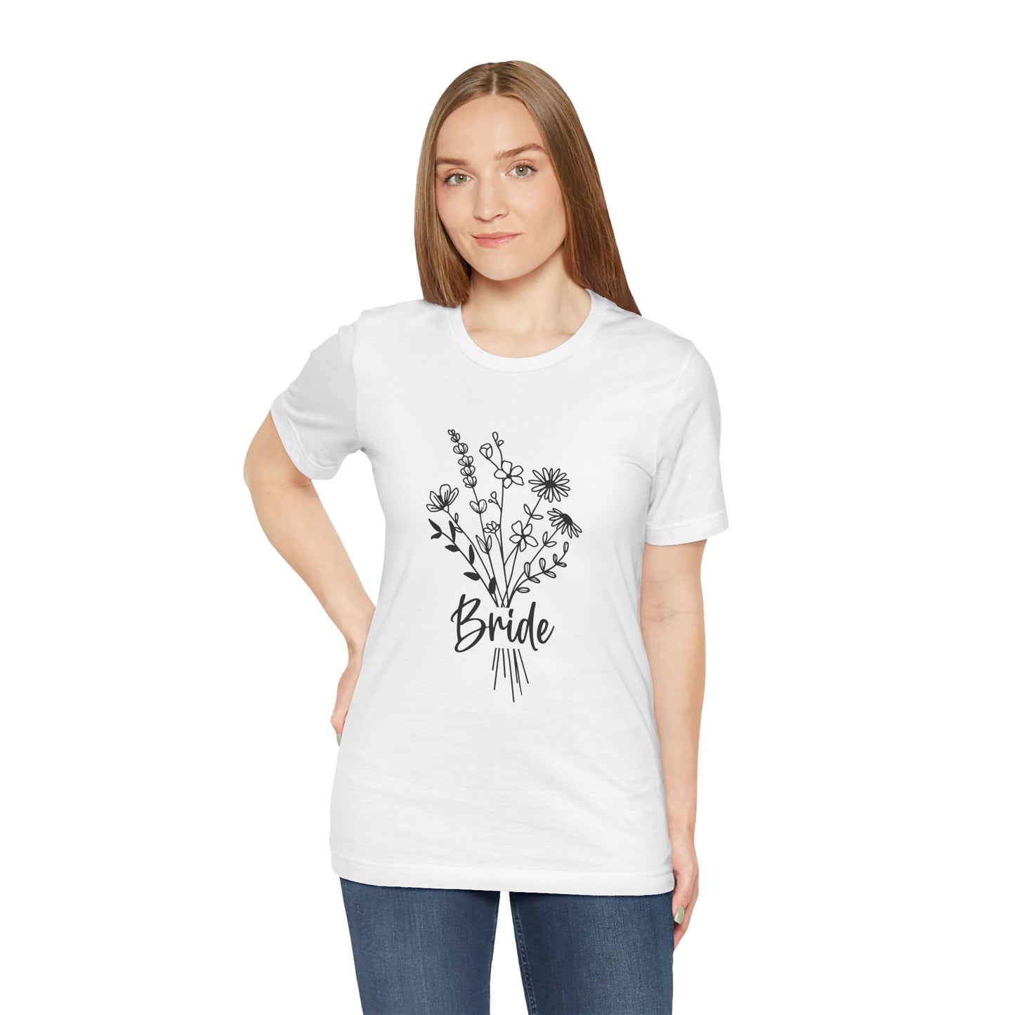 Bride T-shirt, Wedding Shirt, Wildflower Bouquet Floral Shirt, Bride Tee, Bachelorette Shirt, Gift Shirt for Bride, Bridal Shower Shirt