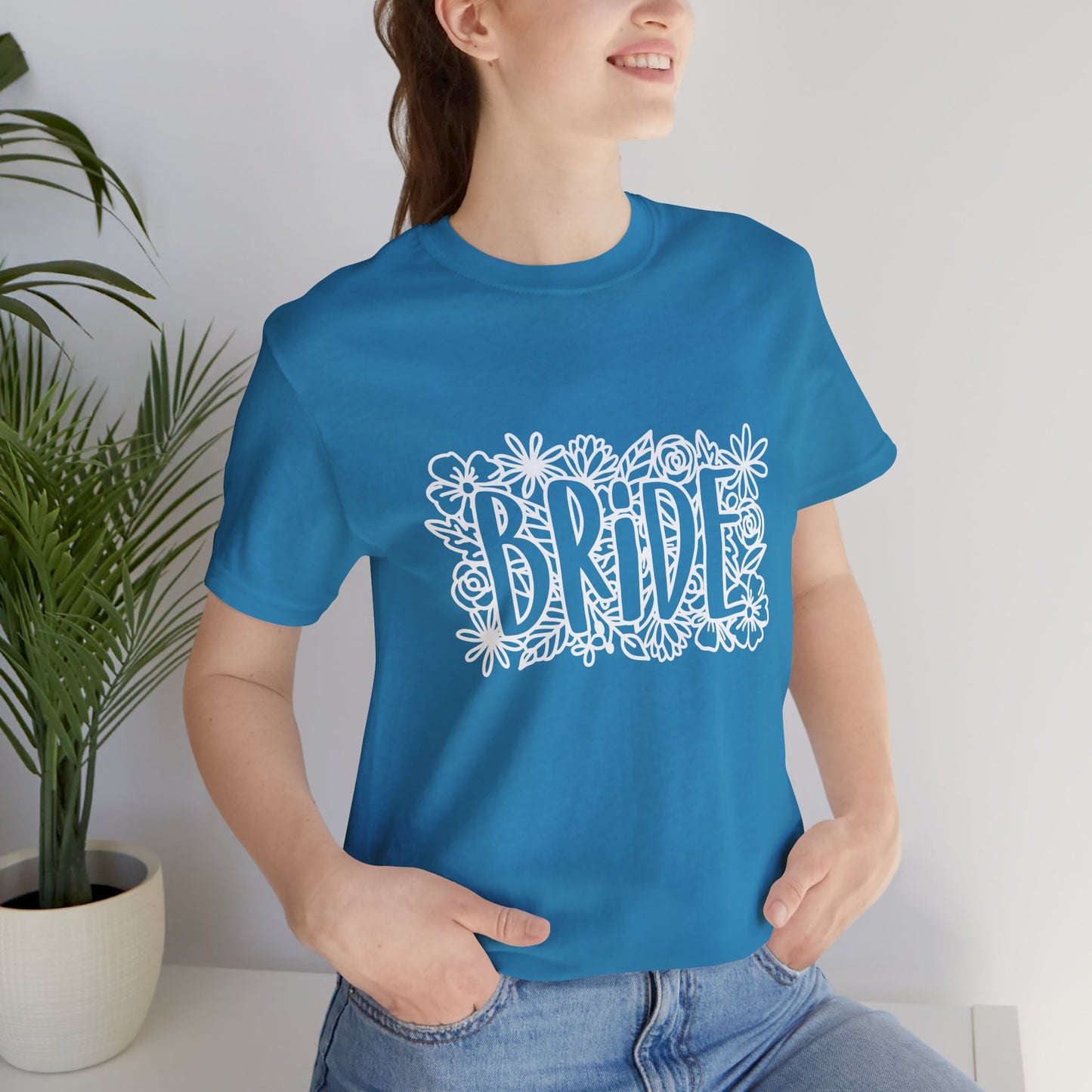 Floral Bride T-shirt, Bride Flowers Shirt, Wedding Shirt, Bride Tee, Bridal Shower Shirt, Gift Shirt for Bride, Bachelorette Party Shirt