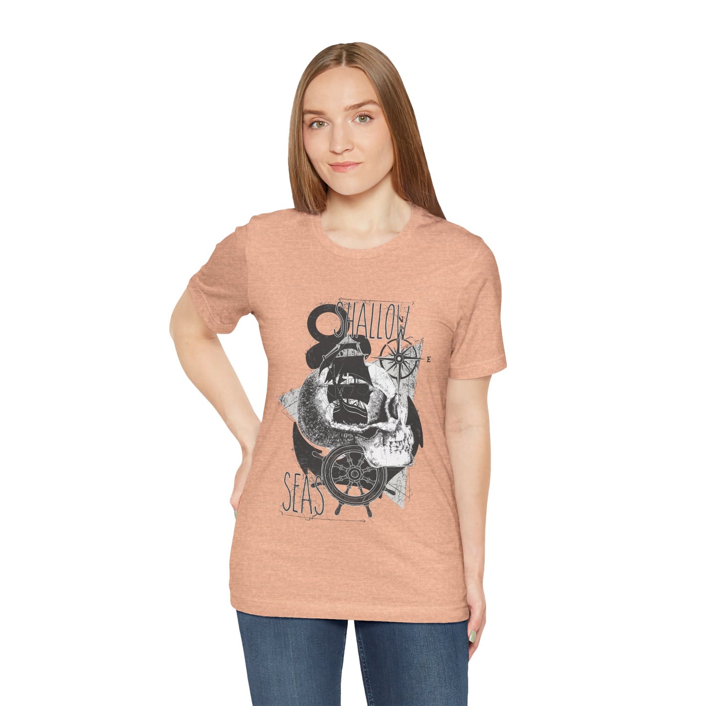 Shallow Seas T-shirt, Sea T-shirt, Nautical Shirt, Skull Shirt, T-shirt with Compass, Sea Shirt, Travel T-Shirt, Outdoors Shirt
