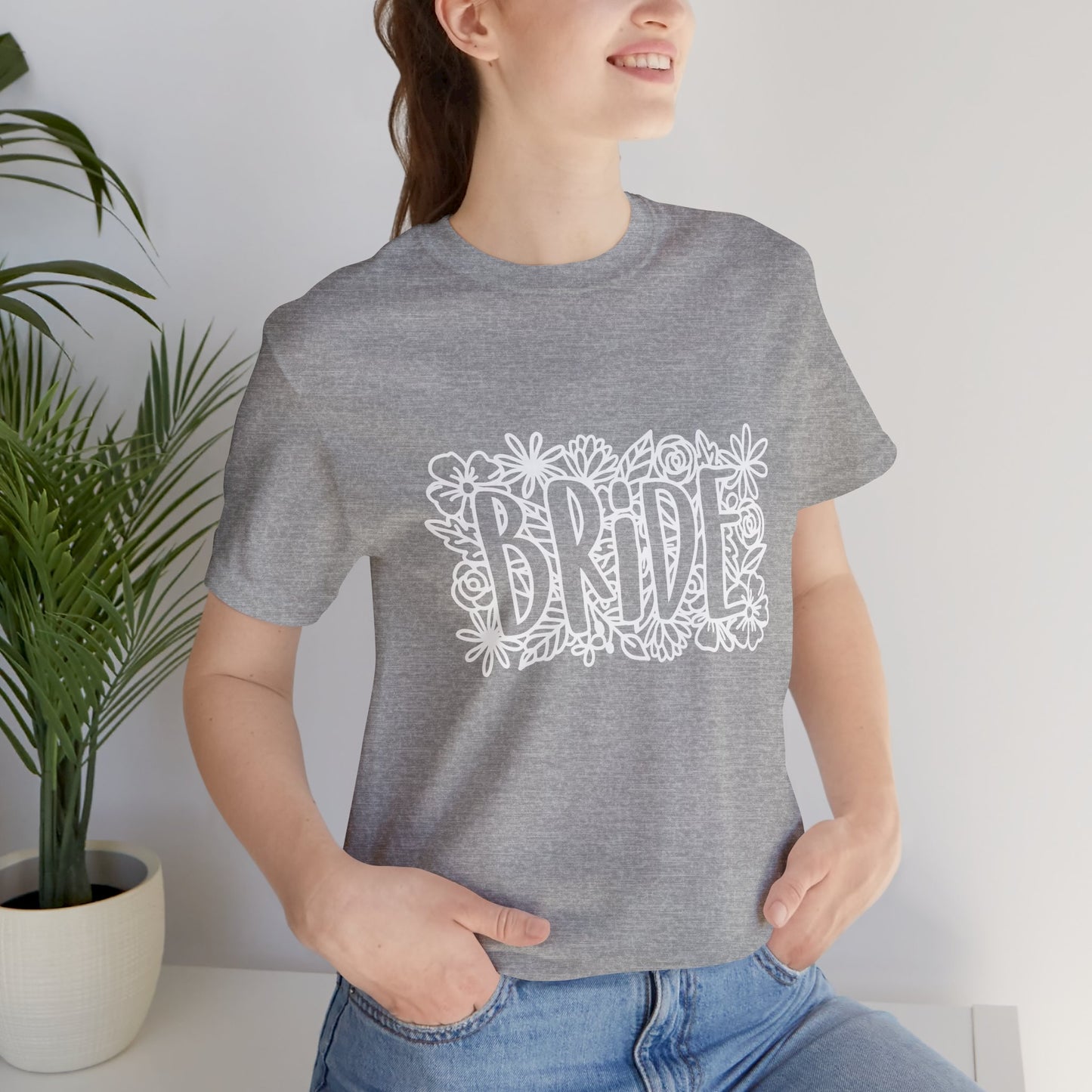 Floral Bride T-shirt, Bride Flowers Shirt, Wedding Shirt, Bride Tee, Bridal Shower Shirt, Gift Shirt for Bride, Bachelorette Party Shirt