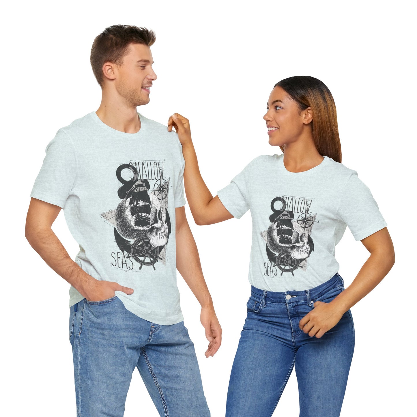 Shallow Seas T-shirt, Sea T-shirt, Nautical Shirt, Skull Shirt, T-shirt with Compass, Sea Shirt, Travel T-Shirt, Outdoors Shirt