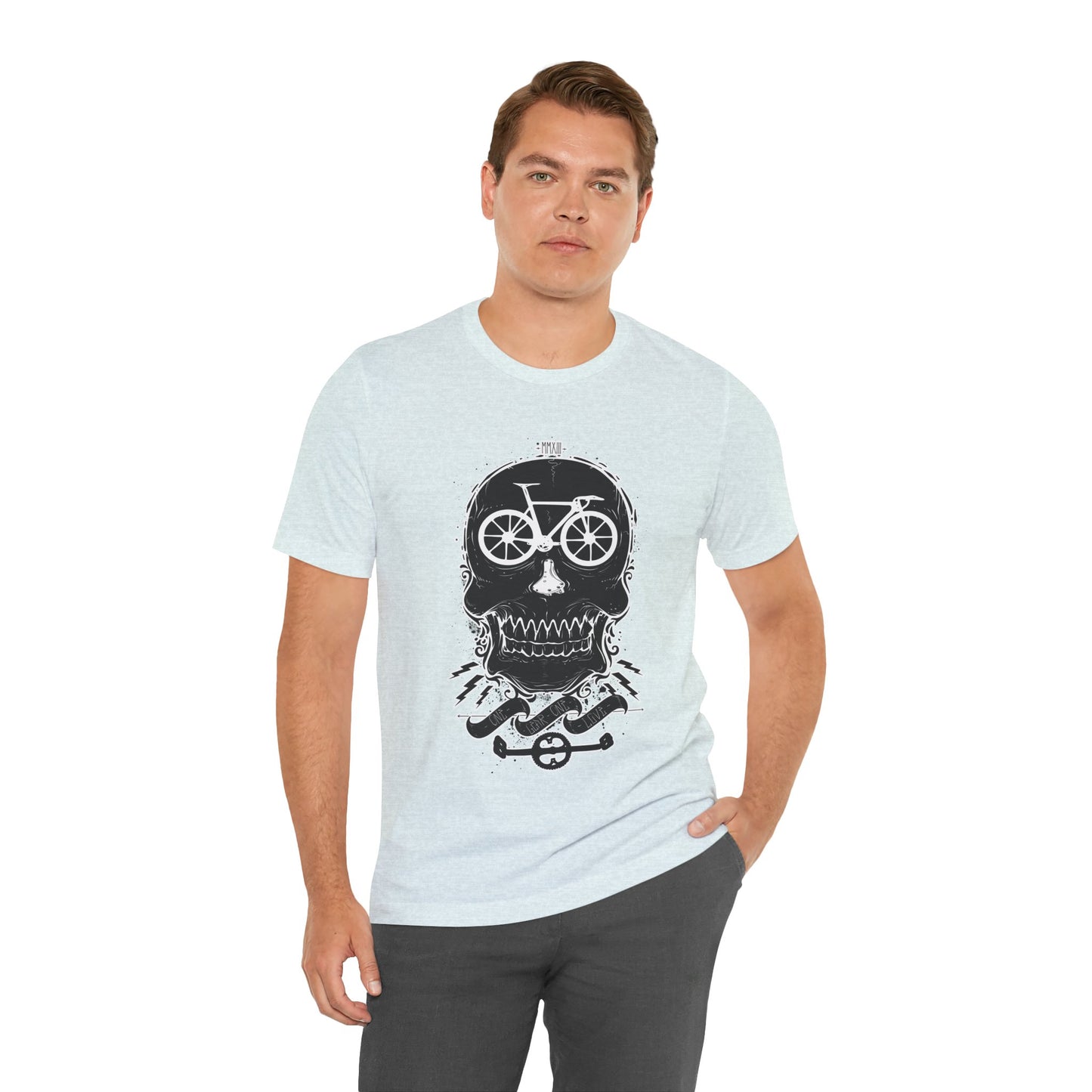 Bicycle Love T-shirt, Skull T-shirt, Shirt with Skull, Skull Head T-shirt, T-shirt with Bicycle, Horror Shirt, Humor T-Shirt