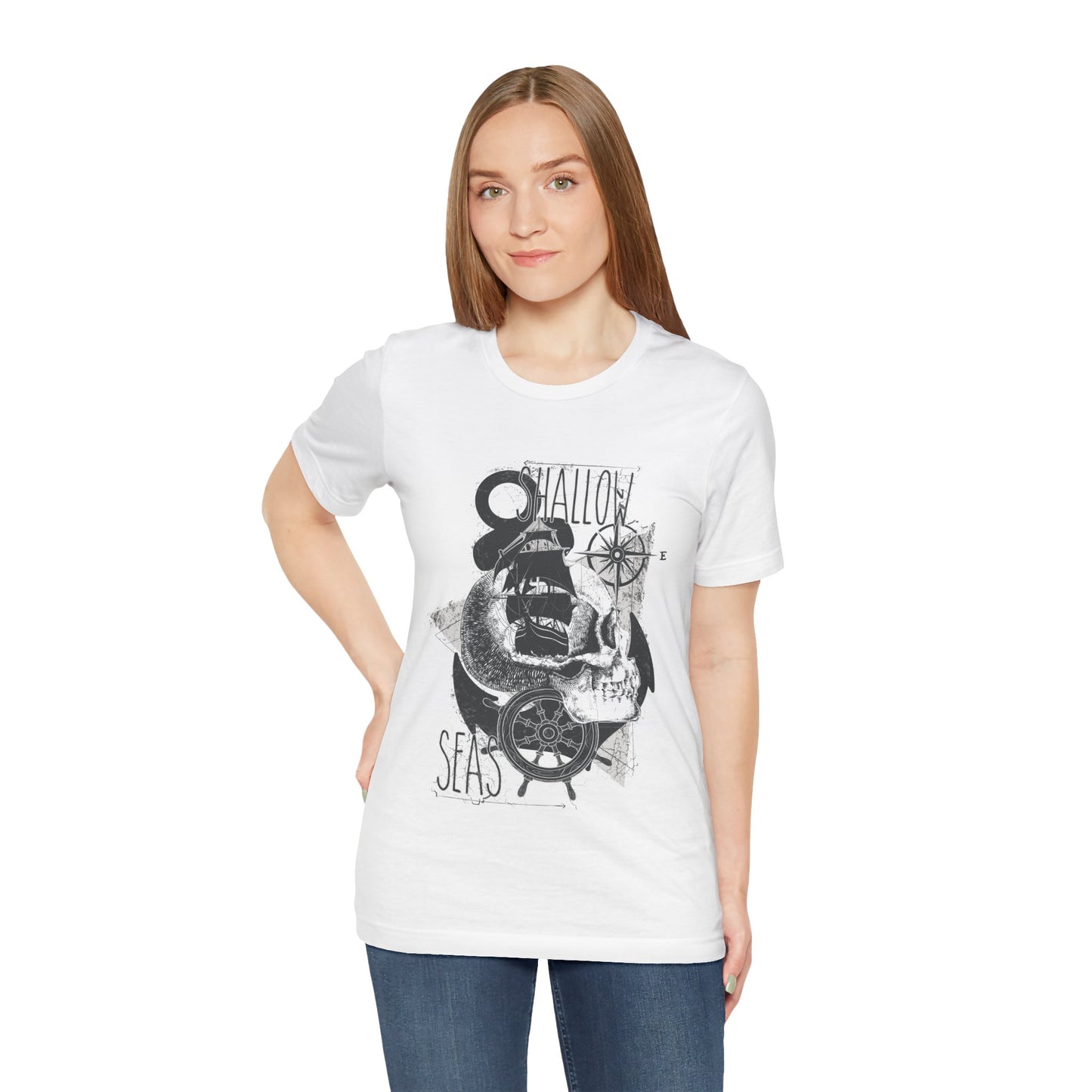 Shallow Seas T-shirt, Sea T-shirt, Nautical Shirt, Skull Shirt, T-shirt with Compass, Sea Shirt, Travel T-Shirt, Outdoors Shirt