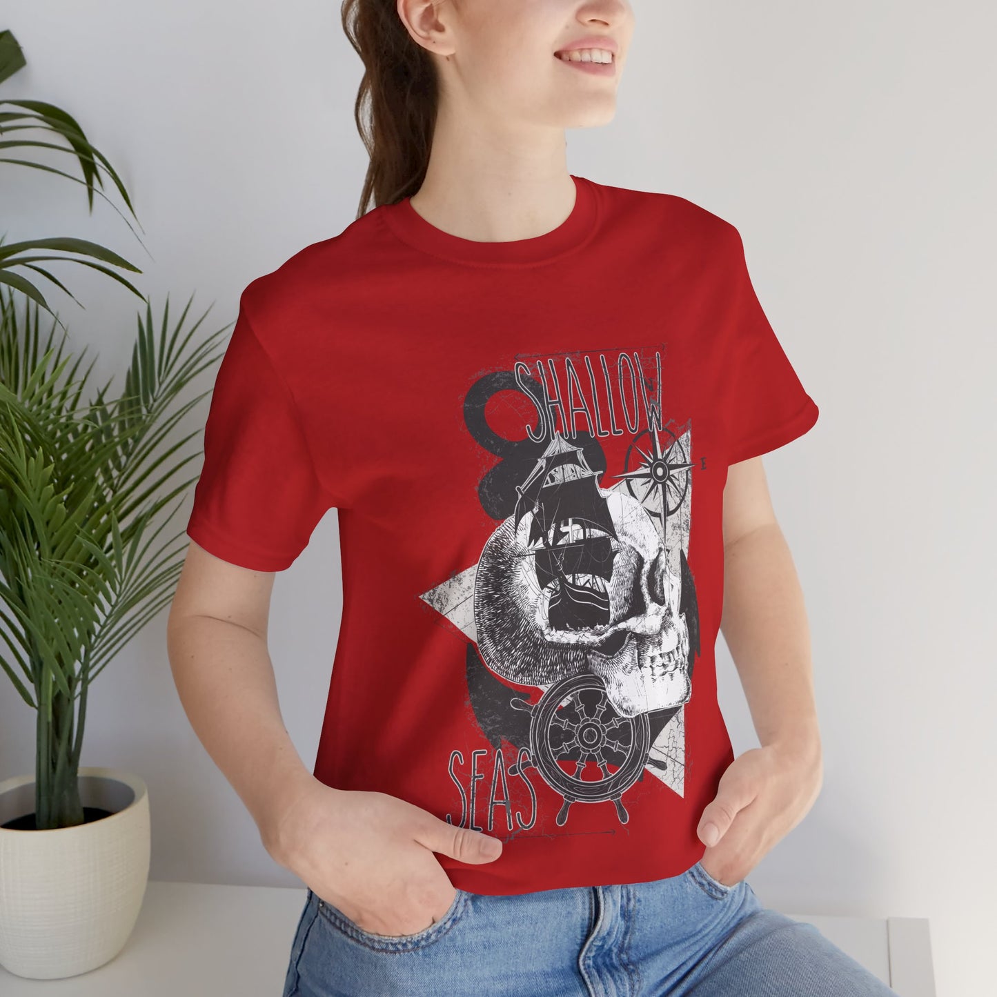 Shallow Seas T-shirt, Sea T-shirt, Nautical Shirt, Skull Shirt, T-shirt with Compass, Sea Shirt, Travel T-Shirt, Outdoors Shirt