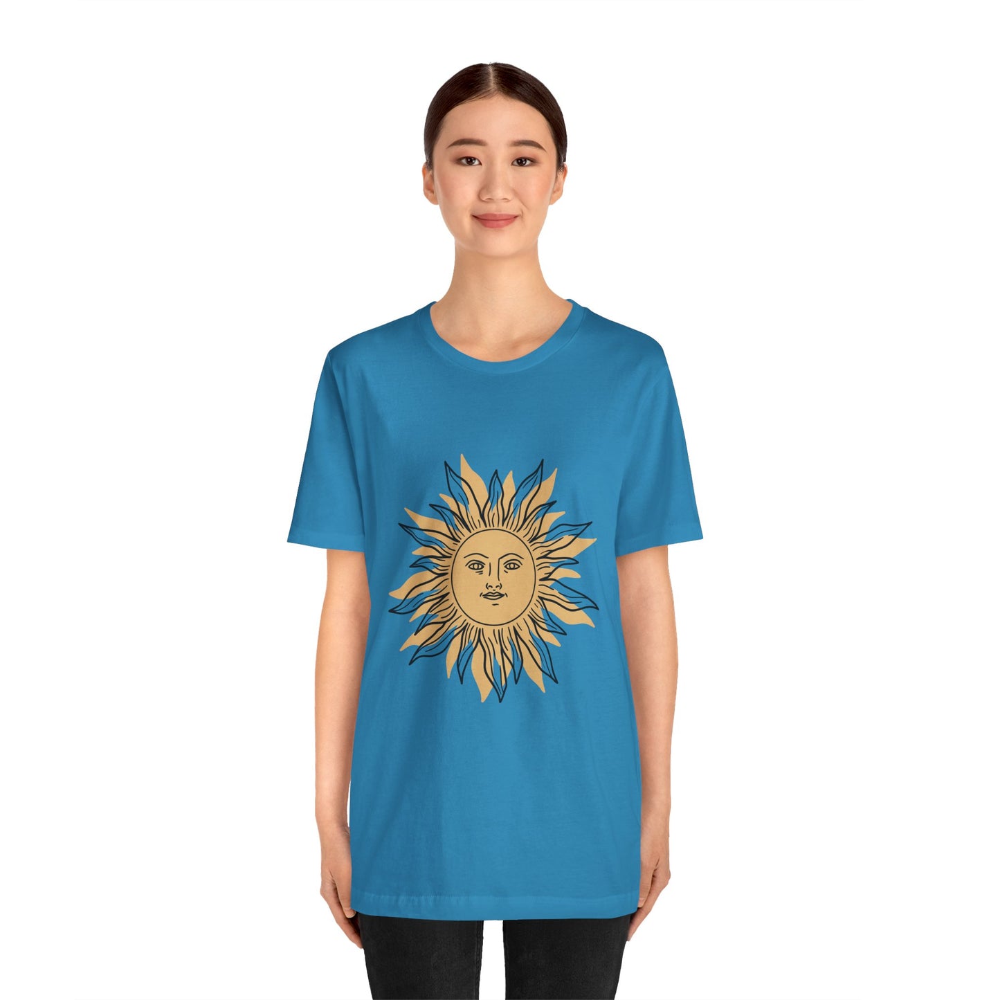 Sun Face T-shirt, Mystical Shirt, Boho T-shirt, Solar T-shirt, Moon and Stars T-Shirt, Bohemian T-shirt, Astrologic Shirt, Gift for Her