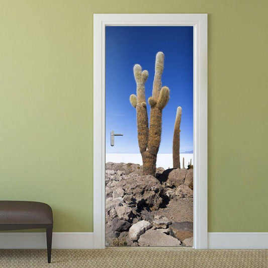 Cactus Door Wall Decal, Door Wallpaper, Door Mural, Cactus Nature Wall Art, Wall Decor,  Door Wrap, Fridge Door Decor, Door Wall Sticker