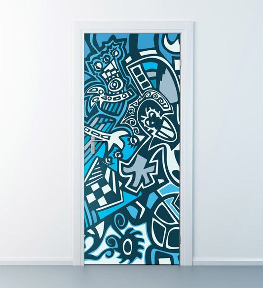 Graffiti Wall Decor, Graffiti Door Wallpaper, Door Sticker, Abstract Wall Decor Mural, Bedroom Living Room Home Decor, Door Covering