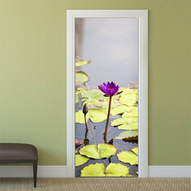 Lotus Wandtattoa, Seerosen Wandtattoa, Blumen Wandtattoa, Seerosen Türdeko, Blumen Tür Wandbild, Türbezug Home Decor