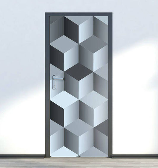 Abstract Wall Decal, Door Sticker, Door Wallpaper, Door Mural, Abstract Cubes Wall Art, Bedroom Living Room Home Decor, Door Covering