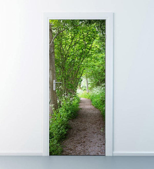 Wald Türaufkleber, Bäume Türaufkleber, Waldweg Türtapete, Natur Wanddeko Wandbild, Schlafzimmer Wohnzimmer Wohndeko, Türbelag