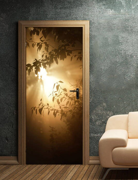 Sticker mural coucher de soleil, sticker mural nature, autocollant de porte coucher de soleil, papier peint de porte, revêtement de porte, décoration murale, décoration de chambre à coucher, salon, maison