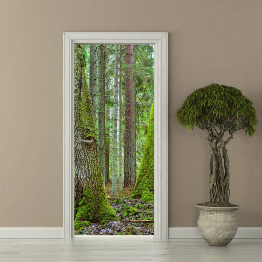 Forest Wall Door Decal, Door Sticker, Door Mural, Forest Trees Door Wallpaper, Home Design Sticker, Door Covering, Fridge Door Decor,