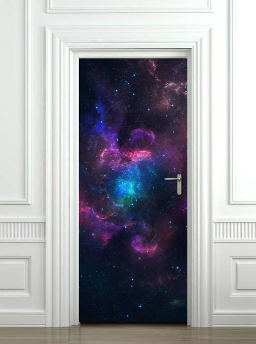 Sticker mural espace, autocollant mural galaxie, peinture murale de porte, papier peint planètes galaxie, autocollant de porte espace, autocollant de porte, revêtement de porte design d'intérieur