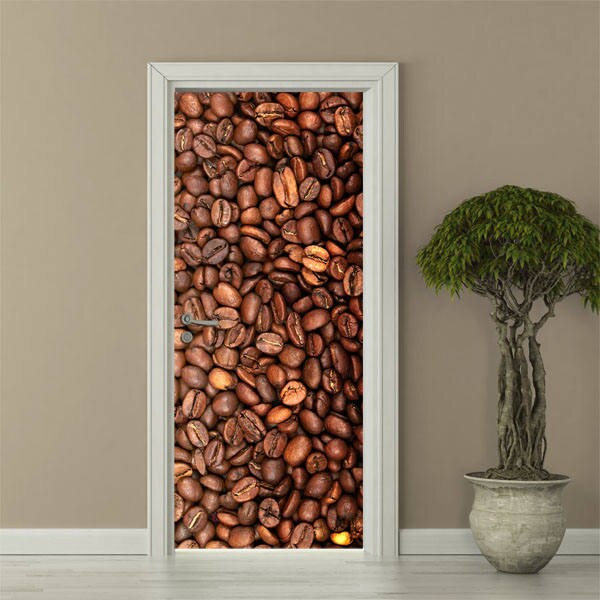 Coffee Beans Wall Decal, Coffee Beans Wall Sticker, Door Mural, Door Wallpaper, Door Sticker, Home Design Door Sticker, Door Covering