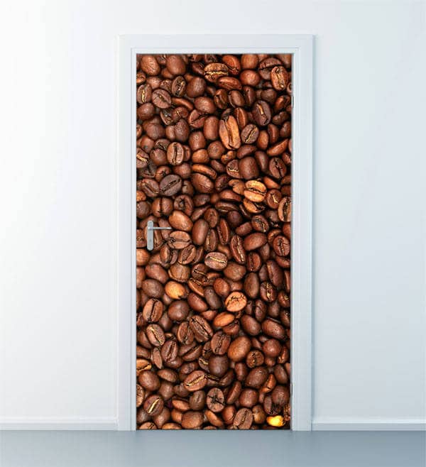 Coffee Beans Wall Decal, Coffee Beans Wall Sticker, Door Mural, Door Wallpaper, Door Sticker, Home Design Door Sticker, Door Covering