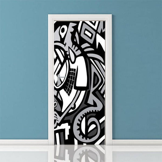 Graffiti Art Door Sticker, Abstract Door Sticker, Door Wallpaper, Wall Decor Mural, Door Wrap, Fridge Door Decor, Door Wall Home Sticker