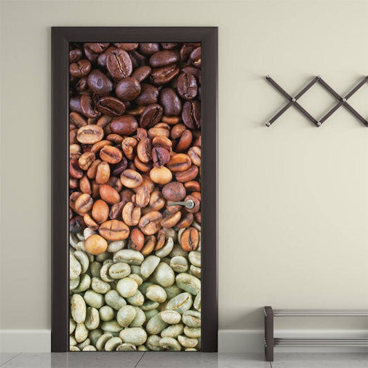 Kaffeebohnen Wandaufkleber, Kaffee Wandaufkleber, Küchentür Dekor, Kaffee Wand Dekor, Küchentür Wandbild, Türbezug, Tür Wrap Home Decor