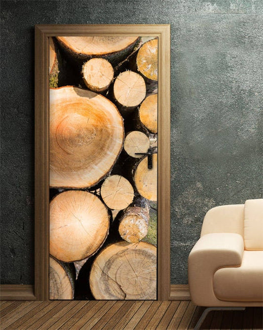 Tree Trunks Wall Decal, Forest Trees Wall Decor, Nature Wall Sticker, Thick Tree Trunks Door Sticker, Door Mural, Door Cover, Home Decor