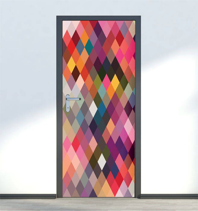 Abstract Shapes Wall Decal, Modern Abstract Shapes Door Sticker, Abstract Door Decor, Abstract Style Door Mural, Door Cover, Door Wrap