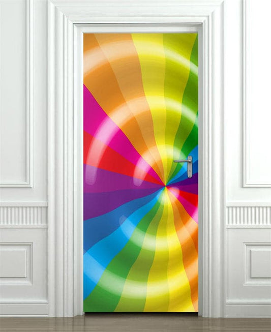 Regenbogenfarben Wandtattoa, Abstrakter Wandtattoa, Regenbogen Türdeko, Moderne Wanddekoration, Abstrakte Formen Tür wandbild, Türbezug Wrap