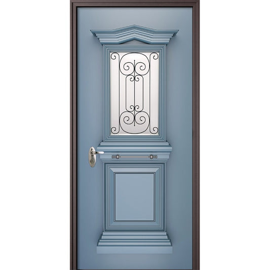 Door Wallpaper Greek Style, Entrance Door Sticker Light Blue Color, Ornament Door Covering, Greek Style Entrance Door Design, Roman Style