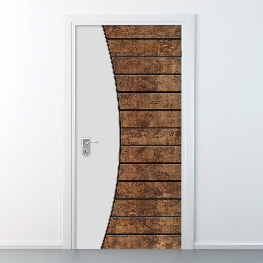 Door Mural, Door Sticker, Wood with White WOOD 103, Wood Door Decal, Entrance Door Mural, Room Door Sticker, Door Covering, Home Design