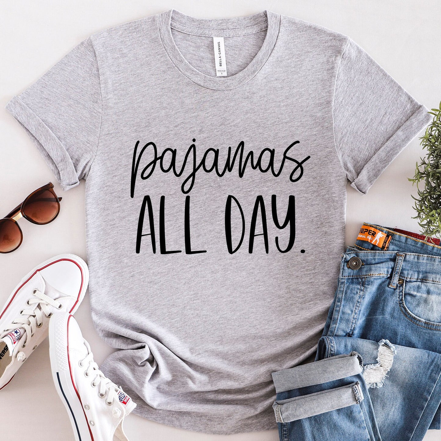 Pajamas All Day T-shirt, Gift T-shirt, Funny Saying Shirt, T-Shirt with Saying, Funny Women Shirt, Gift for Mom, T-shirt with Humor