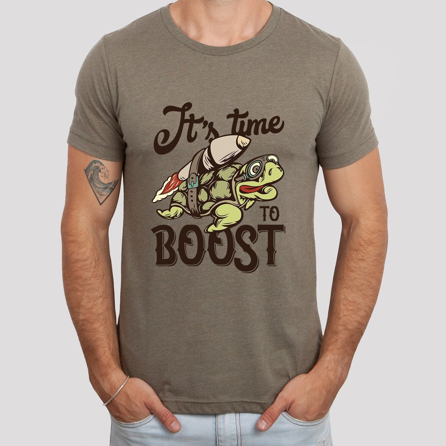 Lustige T-Shirts, Lustiges Schildkröten-T-Shirt, Humor-T-Shirt, Geschenk-T-Shirt, Lustiges Shirt, It es Time to Boost-Shirt, Geschenk für Sie, Geschenk für Ihn