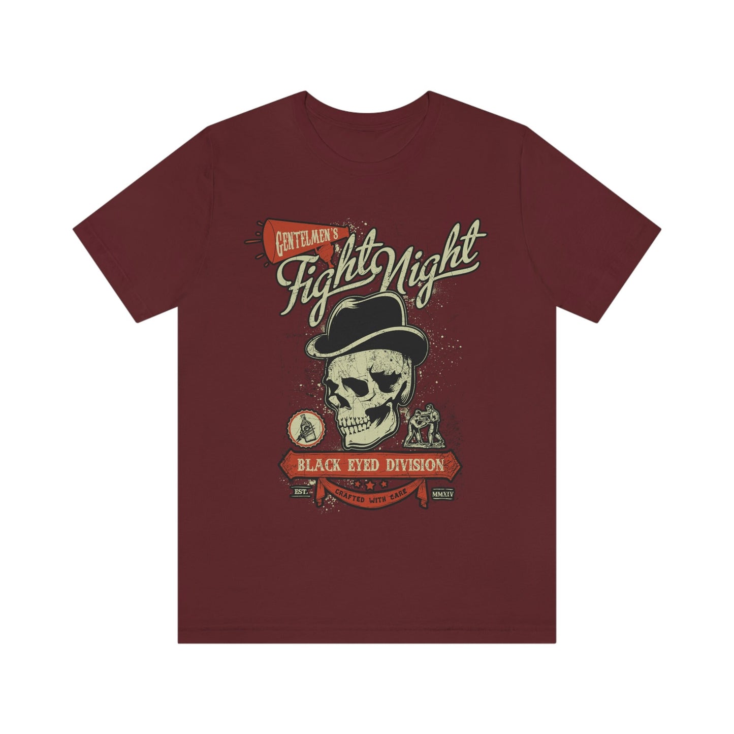 Skull with Hat T-shirt, Skeleton Skull T-shirt, Fight Night Shirt, Motorcycle T-Shirt, Rider Shirt, Biker Shirt, Rockers T-shirt