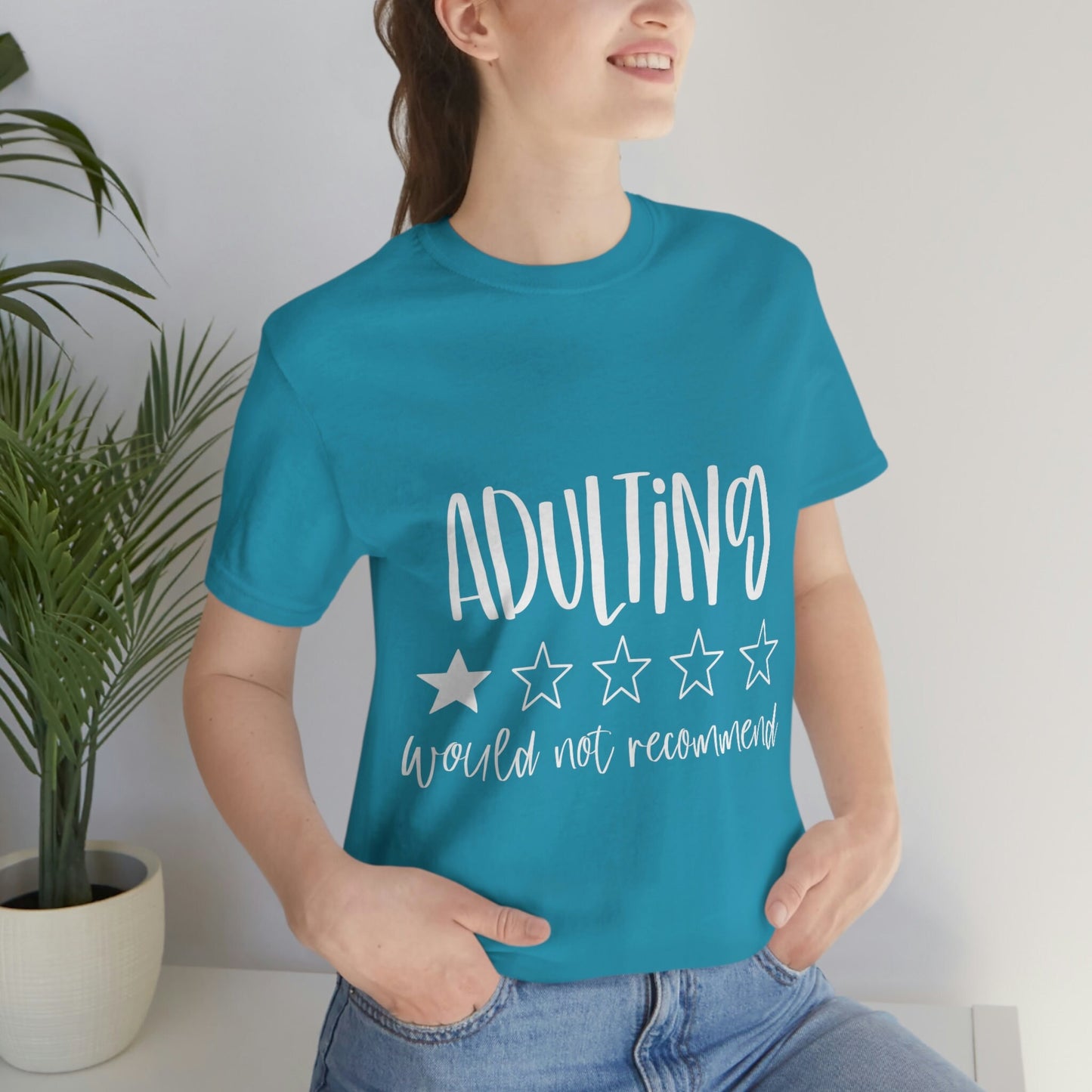 Adulting T-Shirt, Adulting Review Stars T-Shirt, Lustiges Spruch Shirt, T-Shirt mit Spruch, Lustiges Frauen Shirt, Geschenk für Mama und Papa