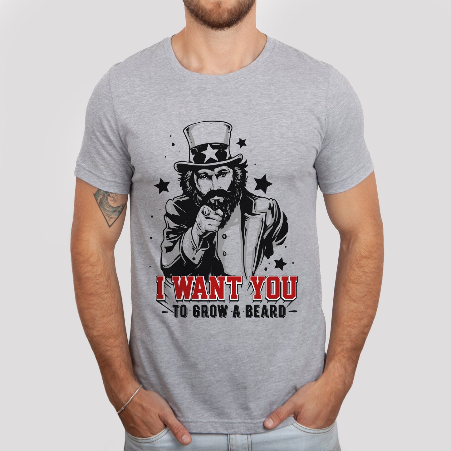 I Want You to Grow a Beard T-Shirt, Bartliebe-Shirt, T-Shirt für Männer, Lustige Bartshirts, Bartliebhaber-T-Shirt, Geschenke für Ihn